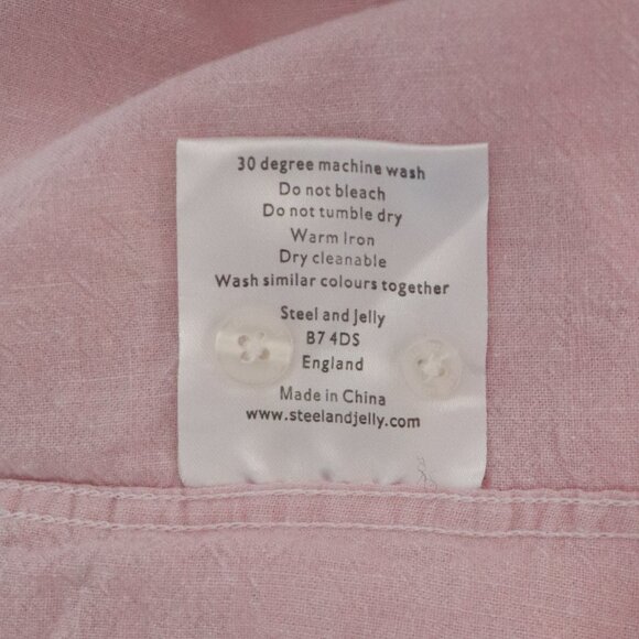 Steel & Jelly Mens Pink Sz M Linen Collared Button Down Short Sleeve Top - Picture 12 of 12